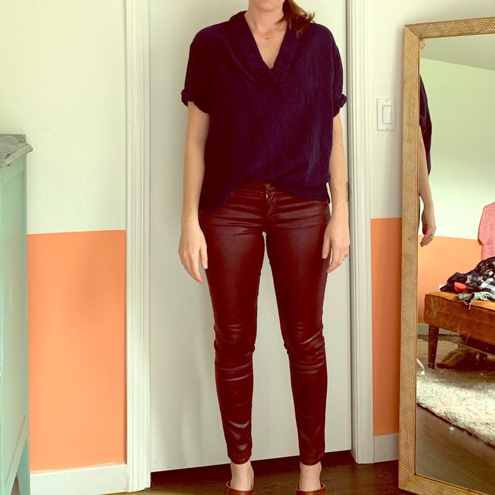 AG Waxed Maroon Pants